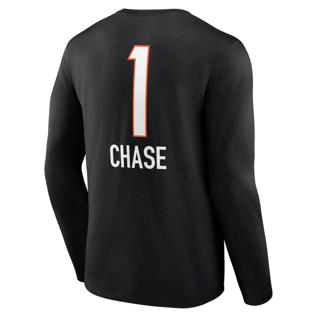 Ja'Marr Chase Cincinnati Bengals Team Wordmark Player Name & Number Long Sleeve T-Shirt Black | NFL