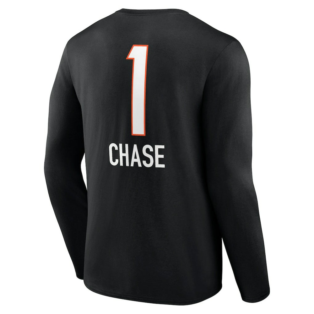 Ja'Marr Chase Cincinnati Bengals Team Wordmark Player Name & Number Long Sleeve T-Shirt Black | NFL