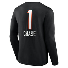 Ja'Marr Chase Cincinnati Bengals Team Wordmark Player Name & Number Long Sleeve T-Shirt Black | NFL