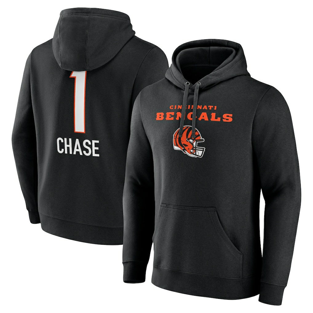 Ja'Marr Chase Cincinnati Bengals Team Wordmark Player Name & Number Pullover Hoodie Black | NFL