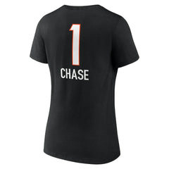 Ja'Marr Chase Cincinnati Bengals Women's Team Wordmark Player Name & Number V-Neck T-Shirt Black | NFL