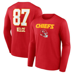 Travis Kelce Kansas City Chiefs Team Wordmark Player Name & Number Long Sleeve T-Shirt Red | NFL