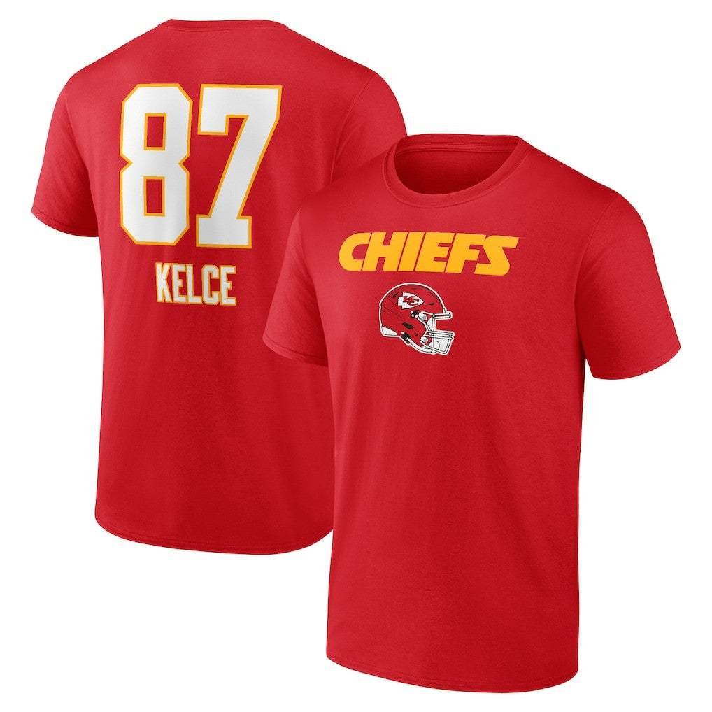 Travis Kelce Kansas City Chiefs Team Wordmark Player Name & Number T-Shirt Red | NFL