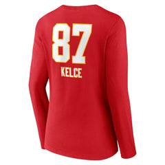 Travis Kelce Kansas City Chiefs Women's Team Wordmark Player Name & Number Long Sleeve V-Neck T-Shirt Red | NFL