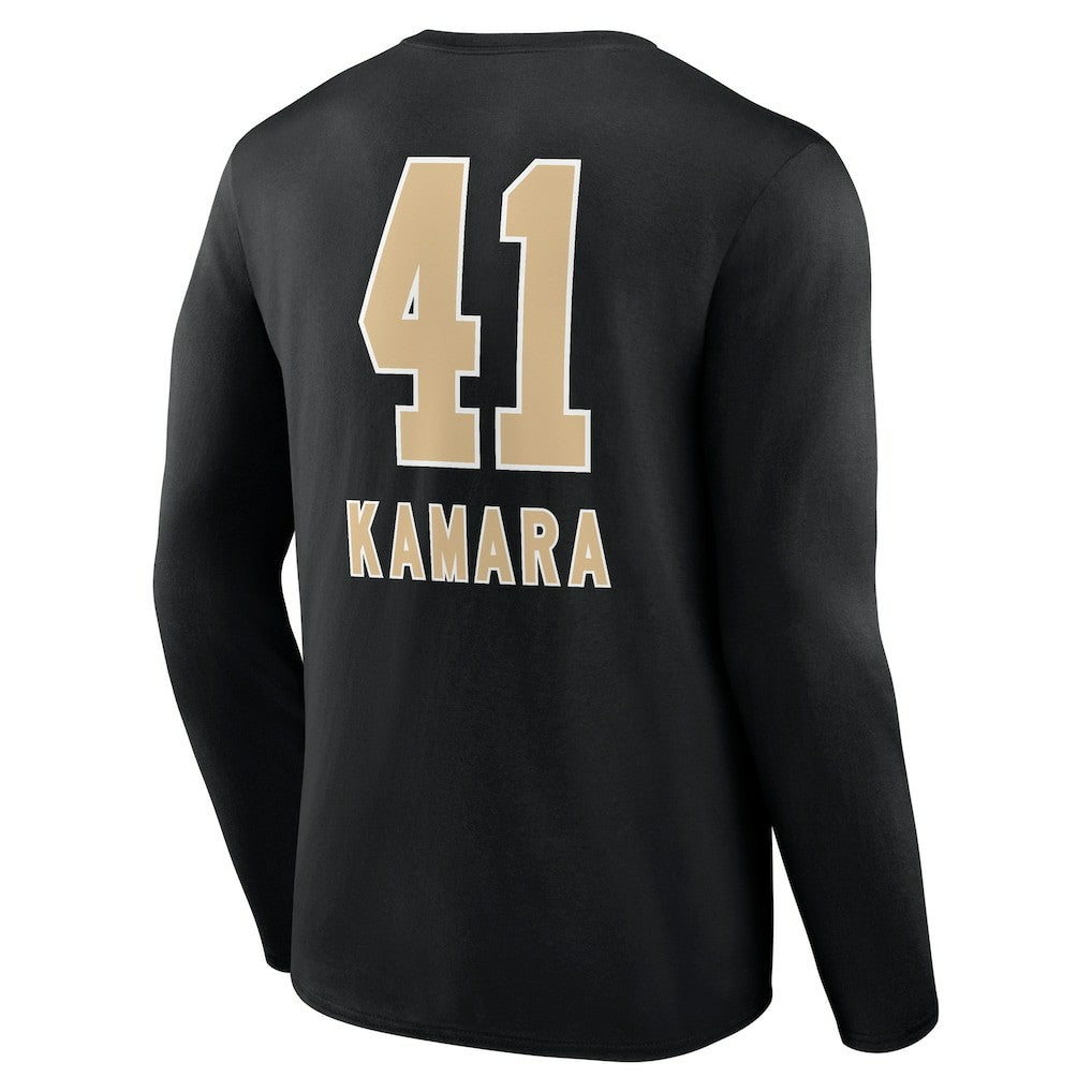Alvin Kamara New Orleans Saints Team Wordmark Player Name & Number Long Sleeve T-Shirt Black | NFL