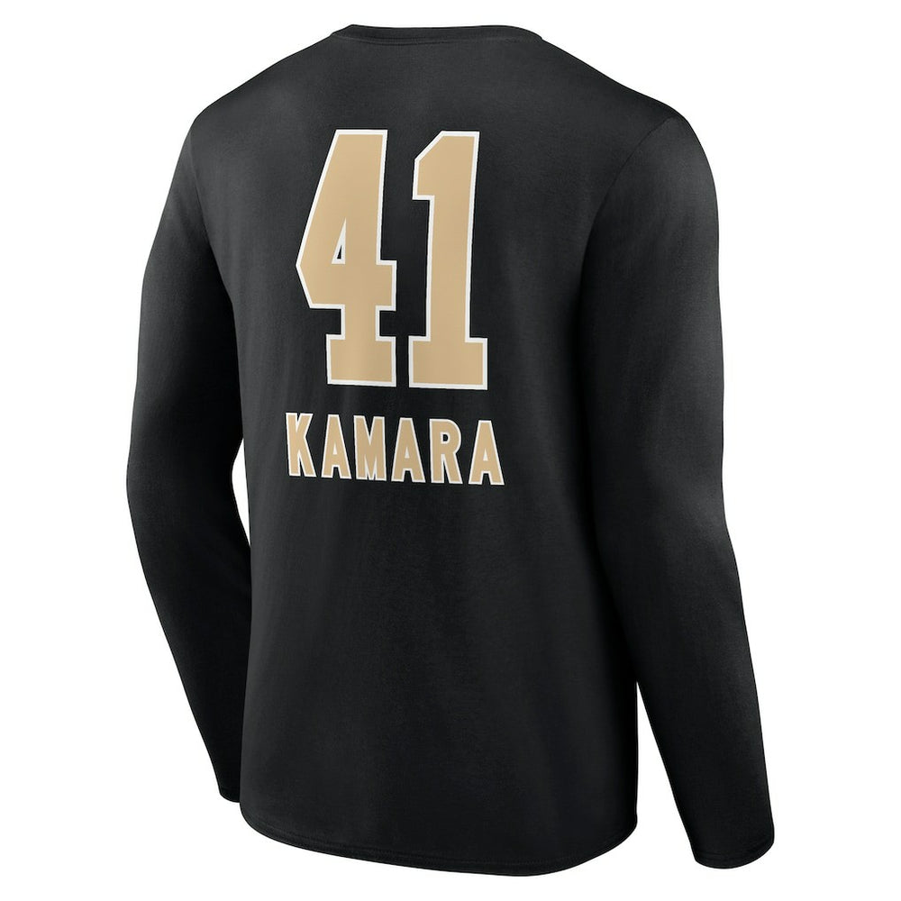 Alvin Kamara New Orleans Saints Team Wordmark Player Name & Number Long Sleeve T-Shirt Black | NFL