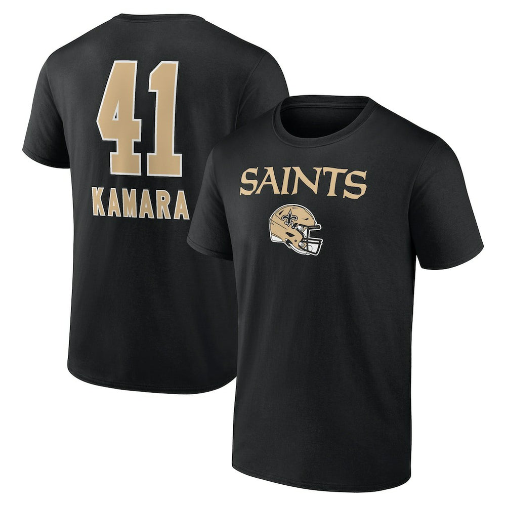 Alvin Kamara New Orleans Saints Team Wordmark Player Name & Number T-Shirt Black | NFL