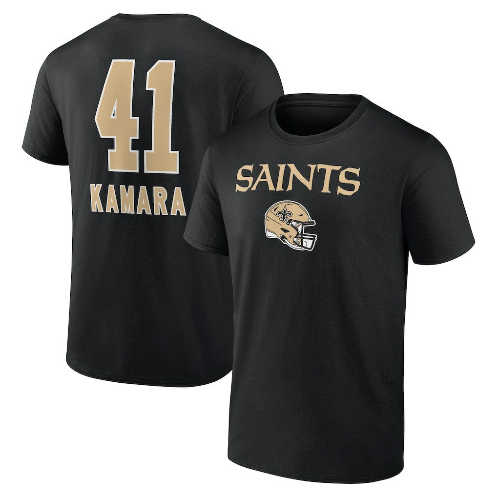 Alvin Kamara New Orleans Saints Team Wordmark Player Name & Number T-Shirt Black | NFL