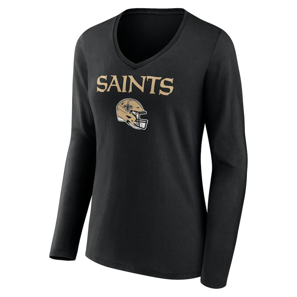Alvin Kamara New Orleans Saints Women's Team Wordmark Player Name & Number Long Sleeve V-Neck T-Shirt Black | NFL