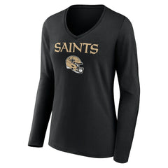 Alvin Kamara New Orleans Saints Women's Team Wordmark Player Name & Number Long Sleeve V-Neck T-Shirt Black | NFL