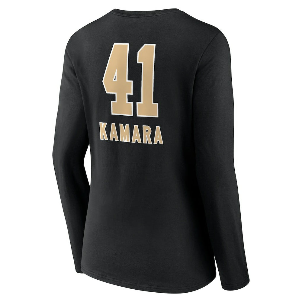 Alvin Kamara New Orleans Saints Women's Team Wordmark Player Name & Number Long Sleeve V-Neck T-Shirt Black | NFL