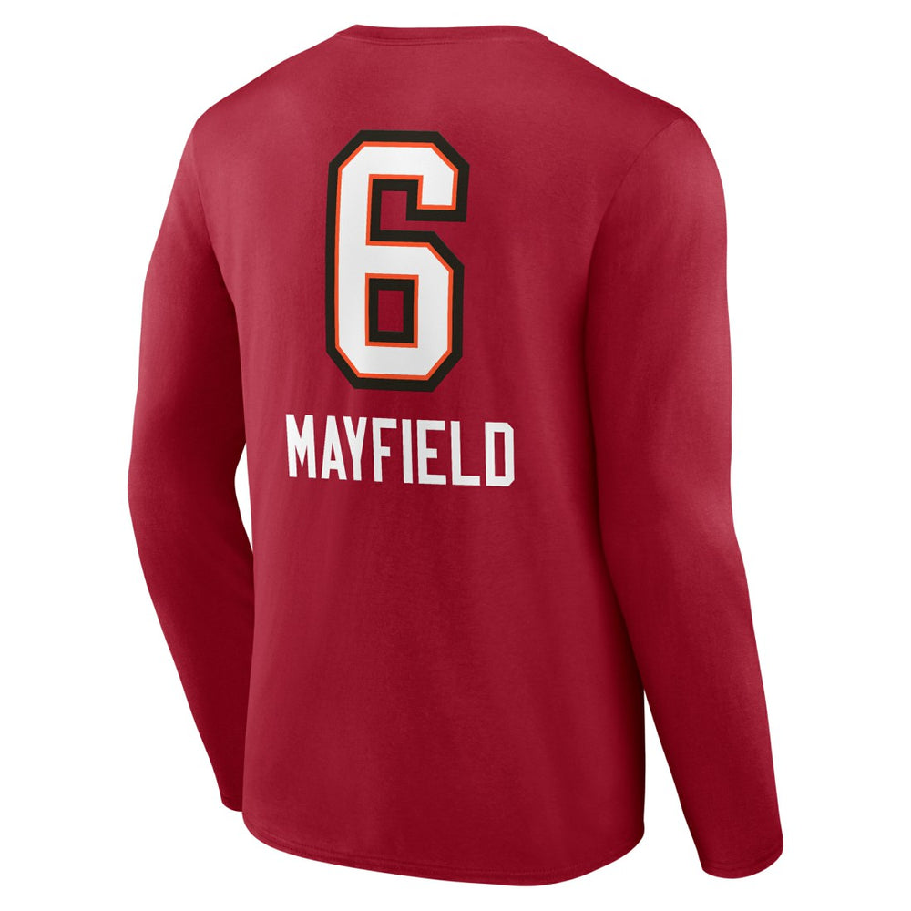 Baker Mayfield Tampa Bay Buccaneers Team Wordmark Player Name & Number Long Sleeve T-Shirt Red | NFL
