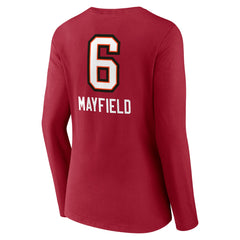 Baker Mayfield Tampa Bay Buccaneers Women's Team Wordmark Player Name & Number Long Sleeve V-Neck T-Shirt Red | NFL