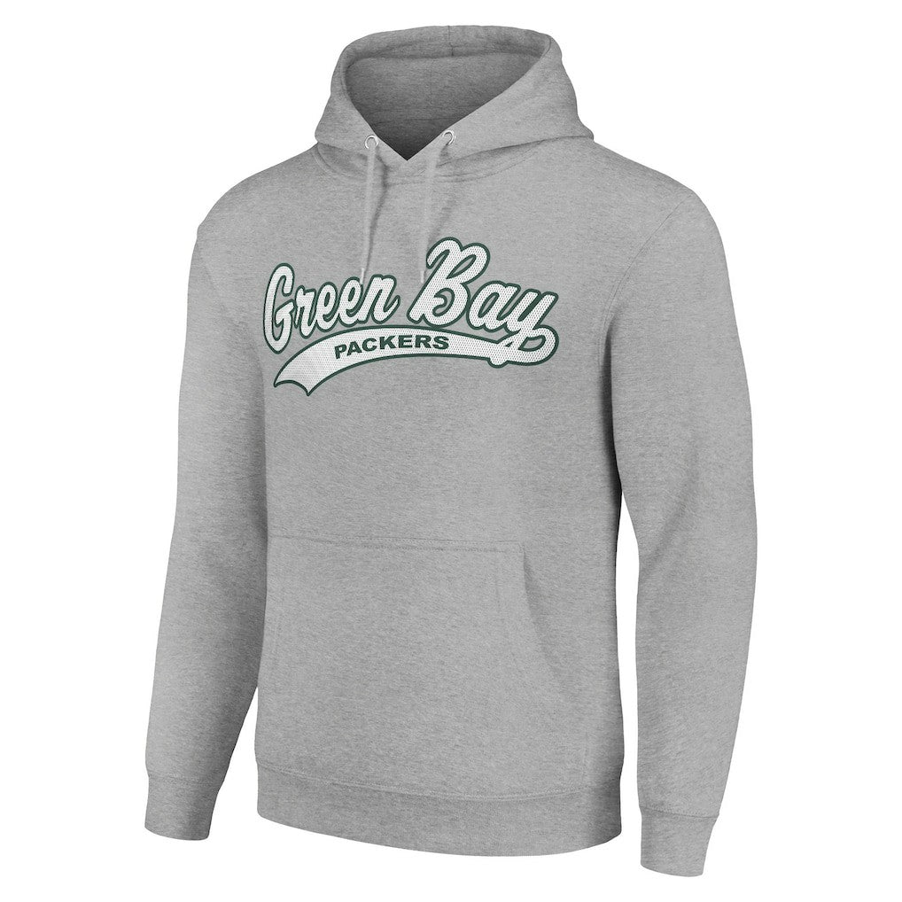Green Bay Packers Starter Unisex Tailsweep Pullover Hoodie Heather Gray | NFL