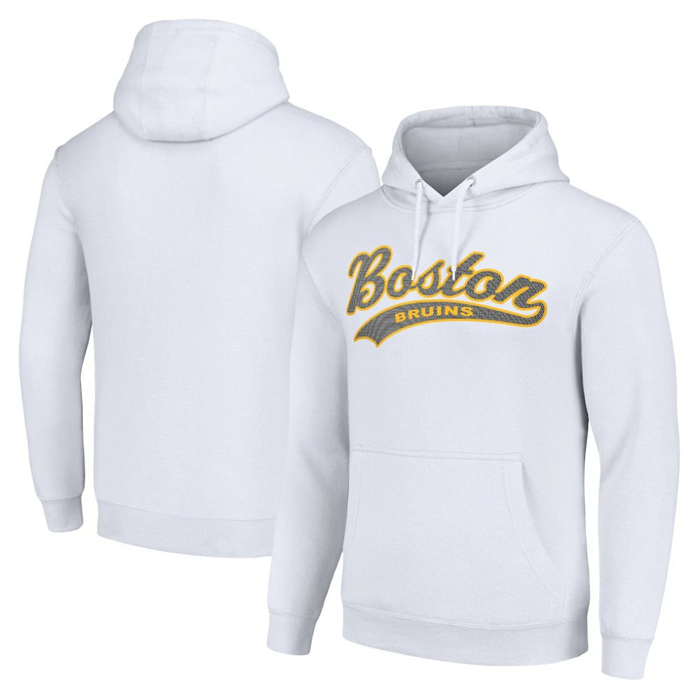 Boston Bruins Starter Tailsweep Fleece Tri-Blend Pullover Hoodie - White - NHL