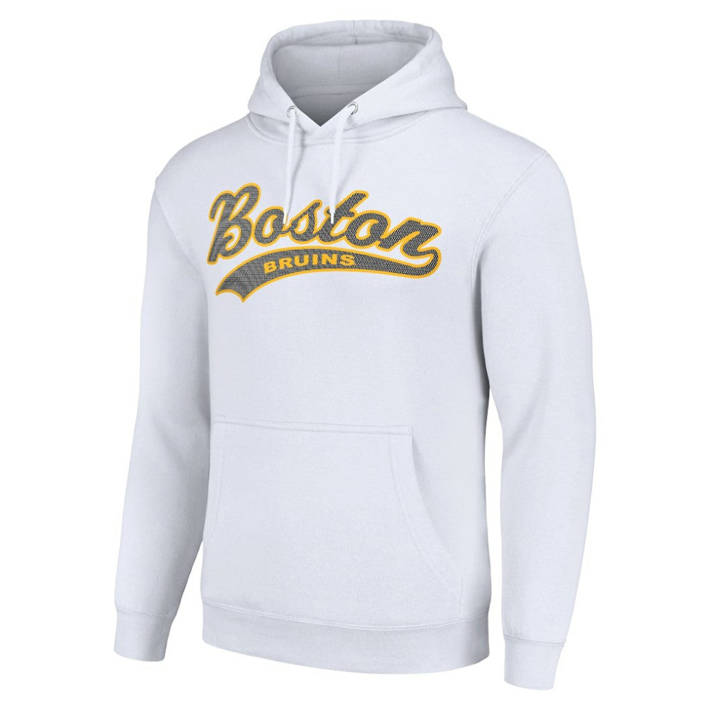 Boston Bruins Starter Tailsweep Fleece Tri-Blend Pullover Hoodie - White - NHL