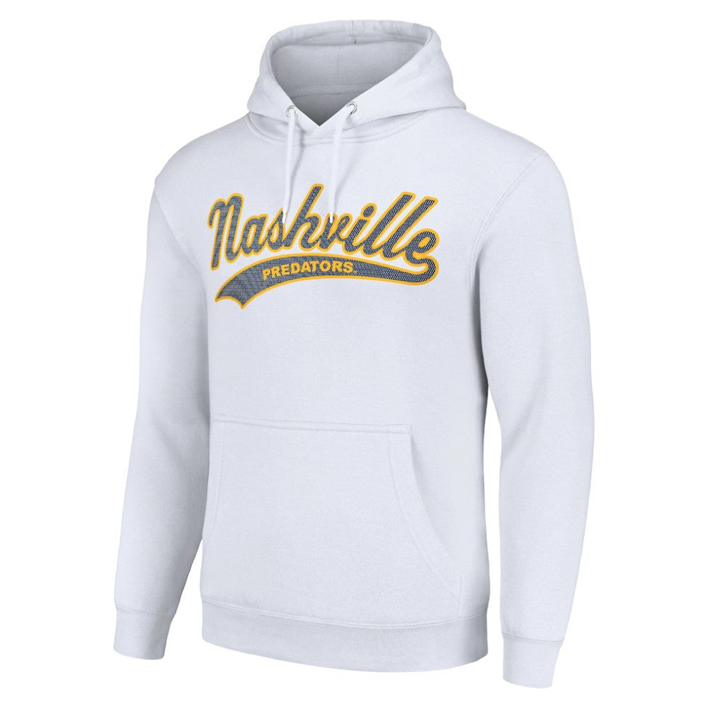 Nashville Predators Starter Tailsweep Fleece Tri-Blend Pullover Hoodie - White - NHL