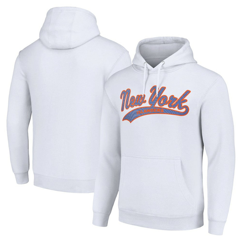 New York Islanders Starter Tailsweep Fleece Tri-Blend Pullover Hoodie - White - NHL