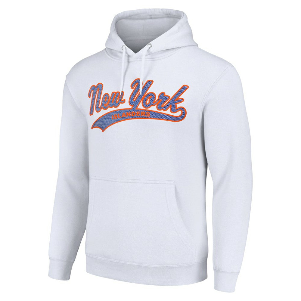New York Islanders Starter Tailsweep Fleece Tri-Blend Pullover Hoodie - White - NHL