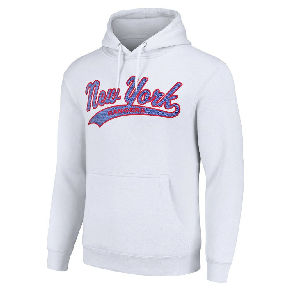 New York Rangers Starter Tailsweep Fleece Tri-Blend Pullover Hoodie - White - NHL