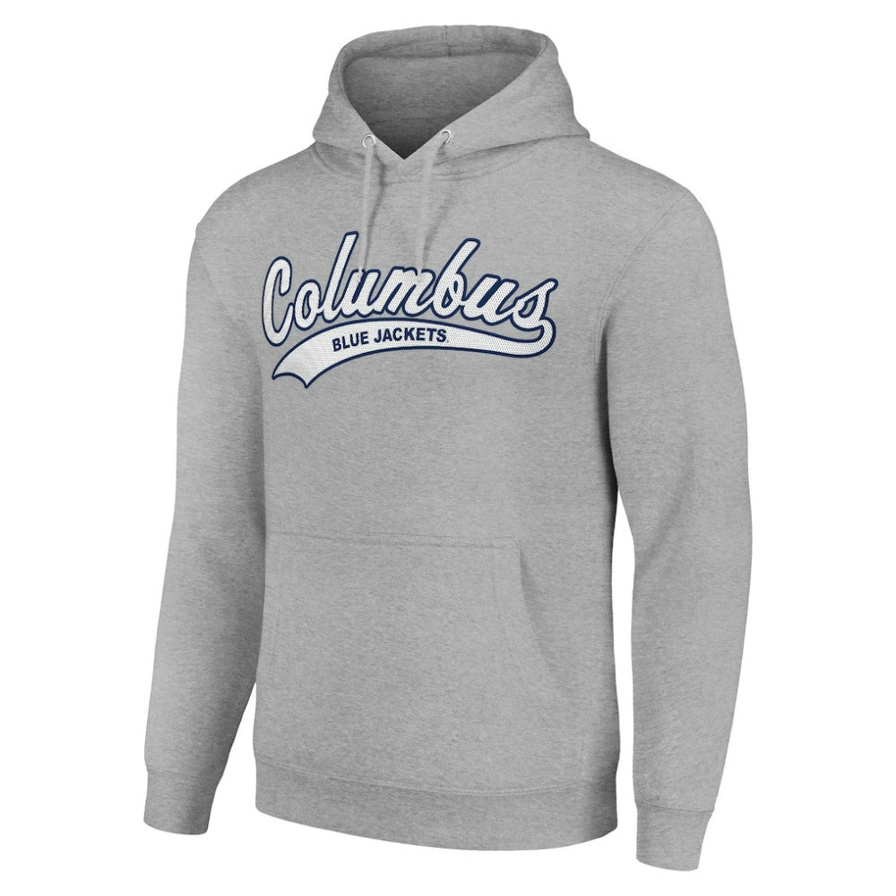Columbus Blue Jackets Starter Tailsweep Fleece Tri-Blend Pullover Hoodie - Heather Gray - NHL