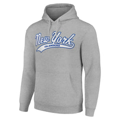 New York Islanders Starter Tailsweep Fleece Tri-Blend Pullover Hoodie - Heather Gray - NHL