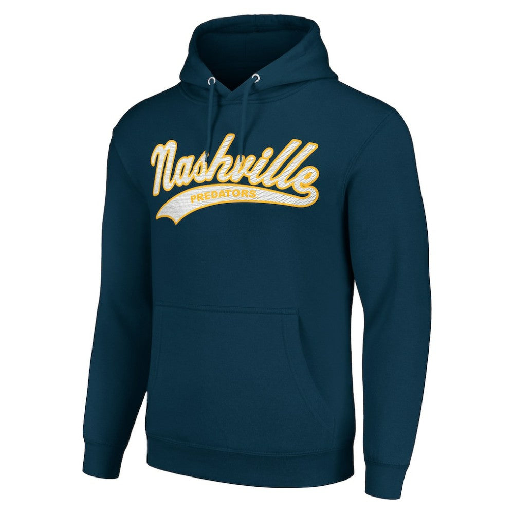 Nashville Predators Starter Tailsweep Fleece Tri-Blend Pullover Hoodie - Navy - NHL