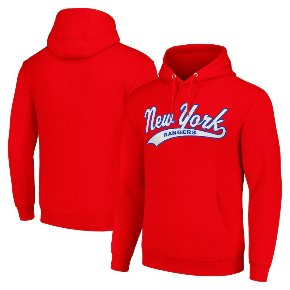 New York Rangers Starter Tailsweep Fleece Tri-Blend Pullover Hoodie - Red - NHL