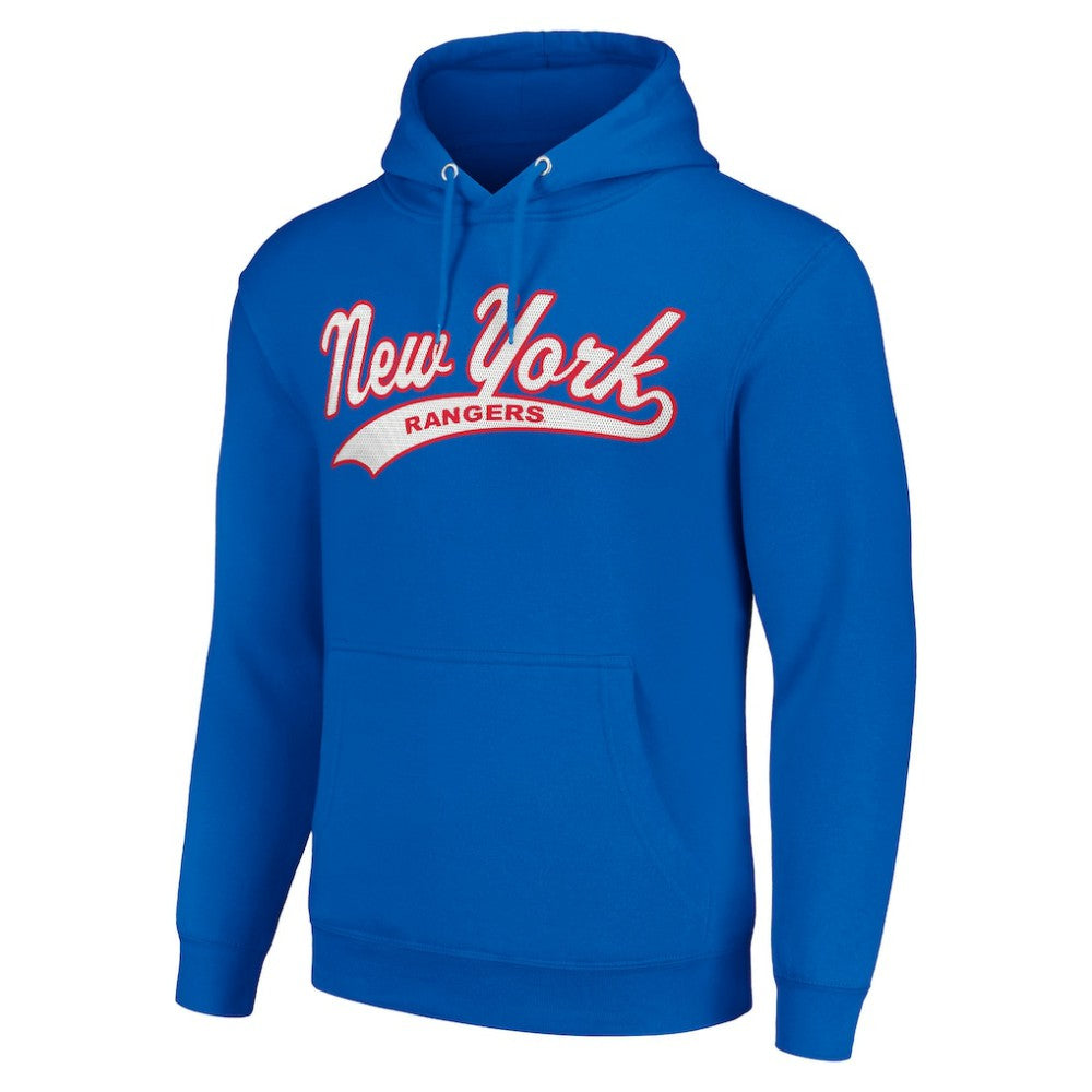New York Rangers Starter Tailsweep Fleece Tri-Blend Pullover Hoodie - Blue - NHL