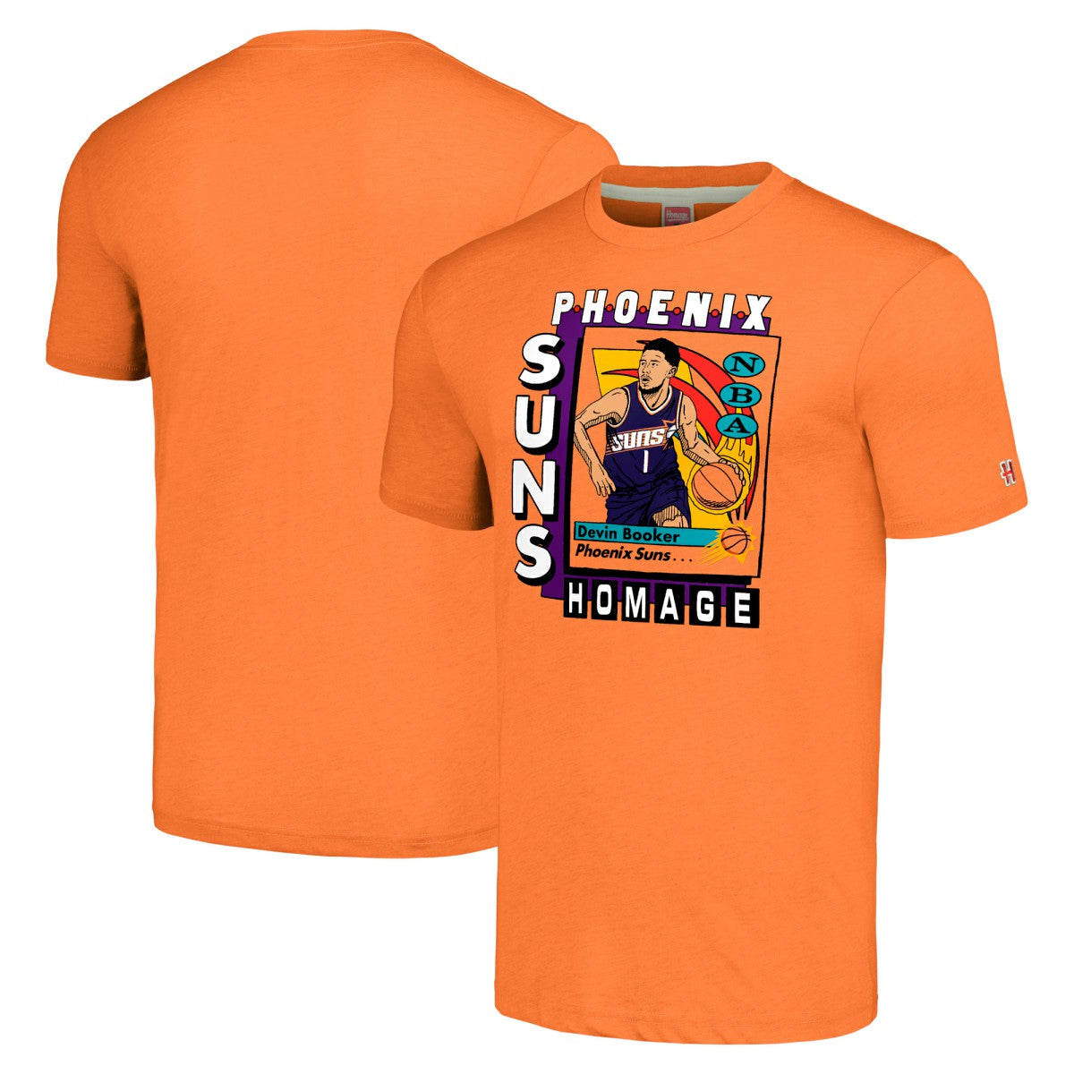 Devin Booker Phoenix Suns Homage Unisex SkyBox Player Tri-Blend T-Shirt Orange - NBA