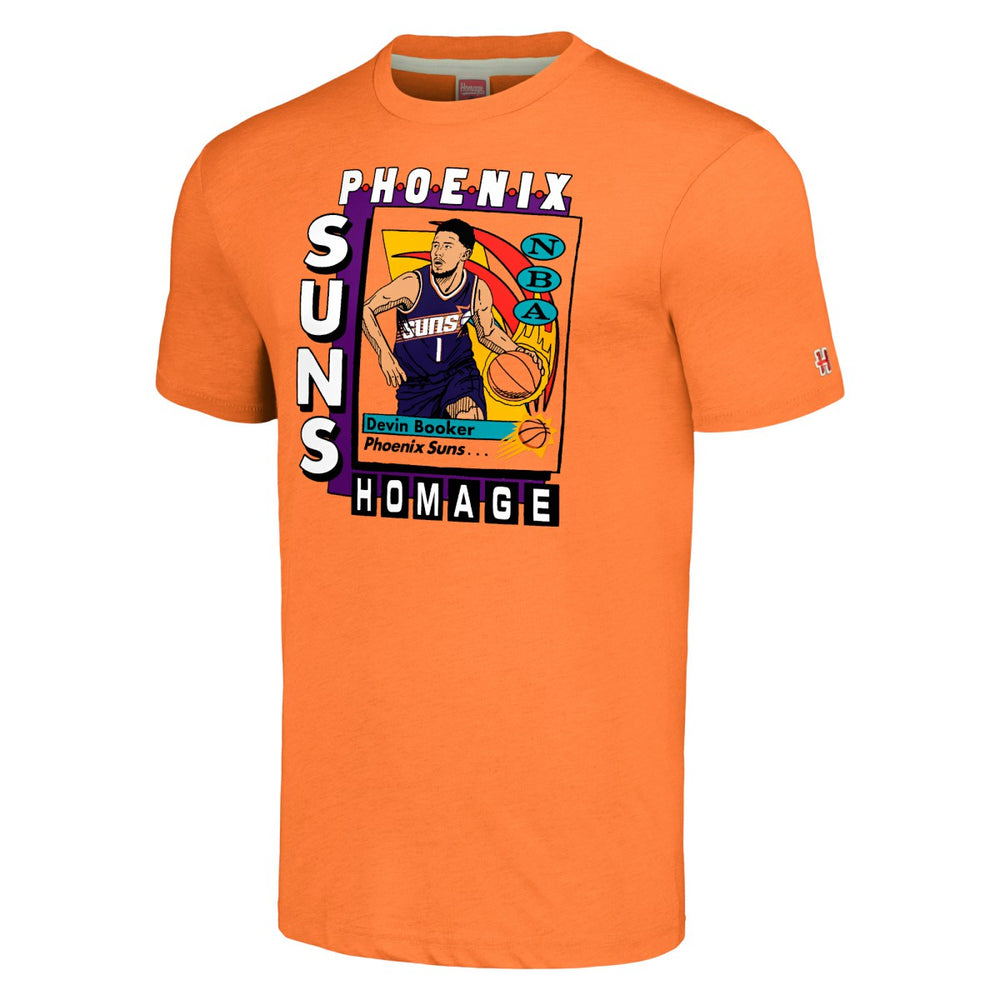 Devin Booker Phoenix Suns Homage Unisex SkyBox Player Tri-Blend T-Shirt Orange - NBA