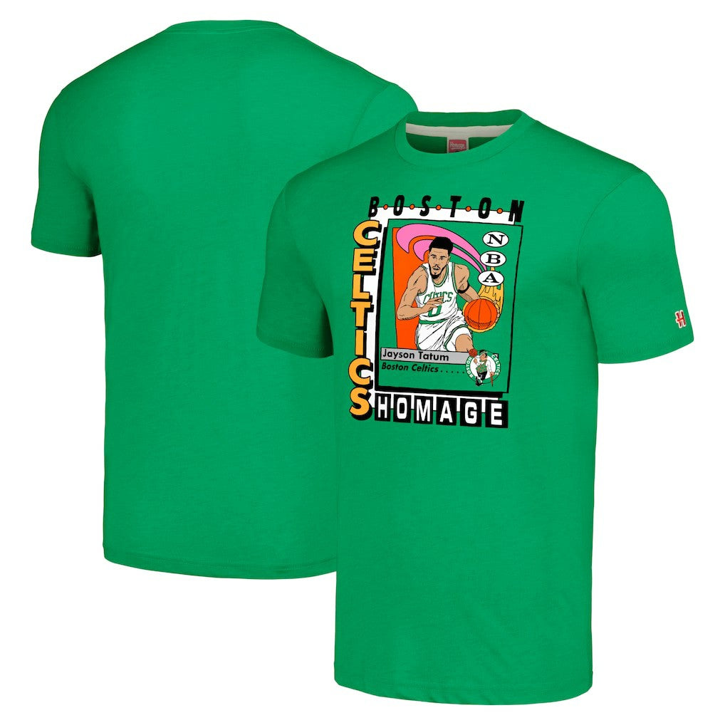 Jayson Tatum Boston Celtics Homage Unisex SkyBox Player Tri-Blend T-Shirt Kelly Green - NBA