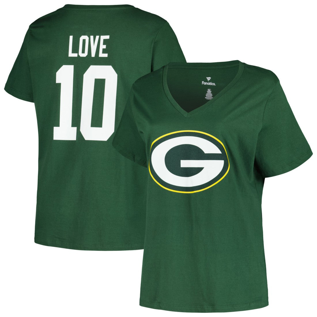 Jordan Love Green Bay Packers Women's Plus Size Name & Number V-Neck T-Shirt Green | Fanatics