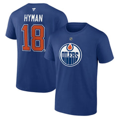 Zach Hyman Edmonton Oilers Fanatics Authentic Stack Name & Number T-Shirt - Blue - NHL