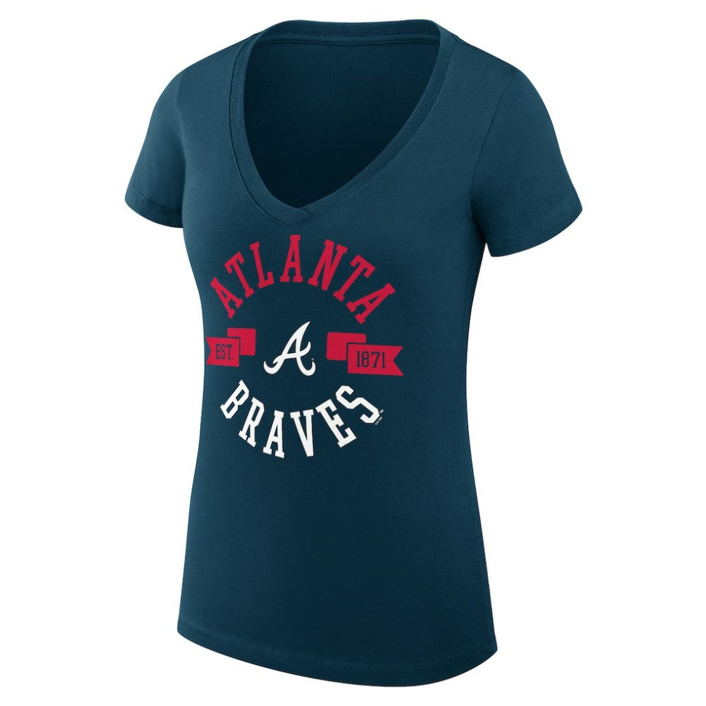 Atlanta Braves G-III 4Her by Carl Banks Women's Super-Slim Fit Lightweight City Graphic V-Neck T-Shirt - MLB