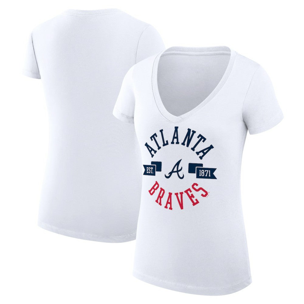Atlanta Braves G-III 4Her by Carl Banks Women's Super-Slim Fit Lightweight City Graphic V-Neck T-Shirt - MLB