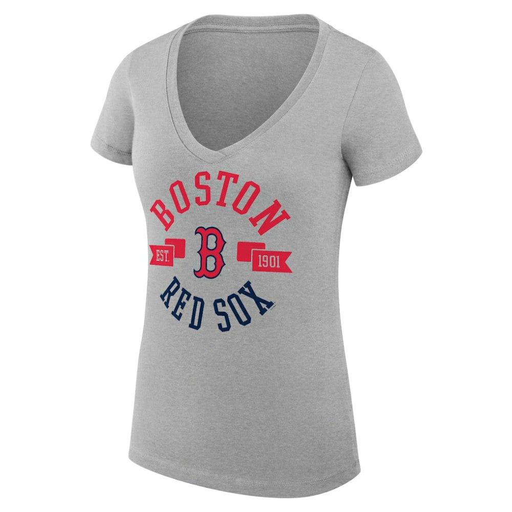 Boston Red Sox G-III 4Her by Carl Banks Women's Super-Slim Fit Lightweight City Graphic V-Neck T-Shirt - MLB