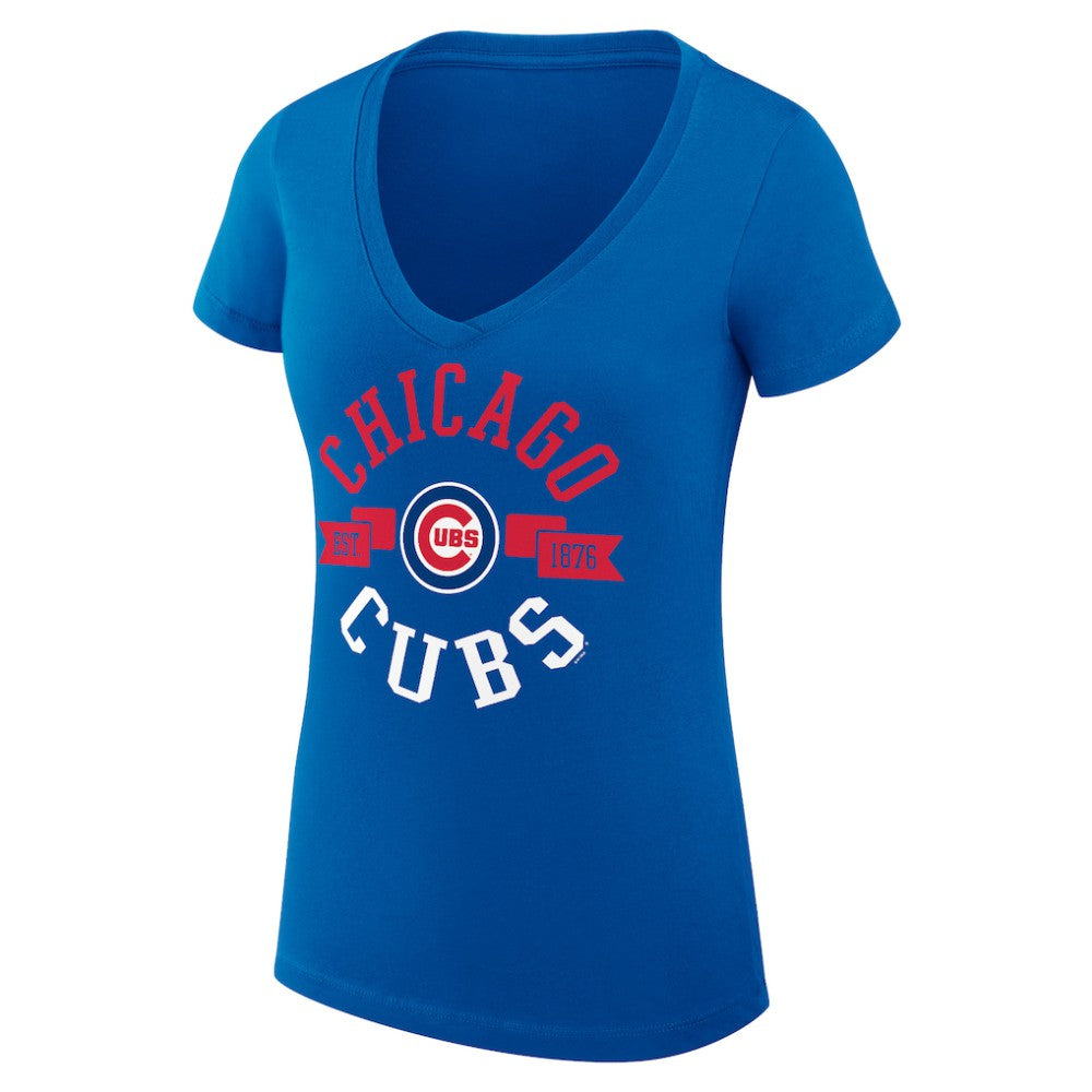 Chicago Cubs G-III 4Her by Carl Banks Women's Super-Slim Fit Lightweight City Graphic V-Neck T-Shirt - MLB
