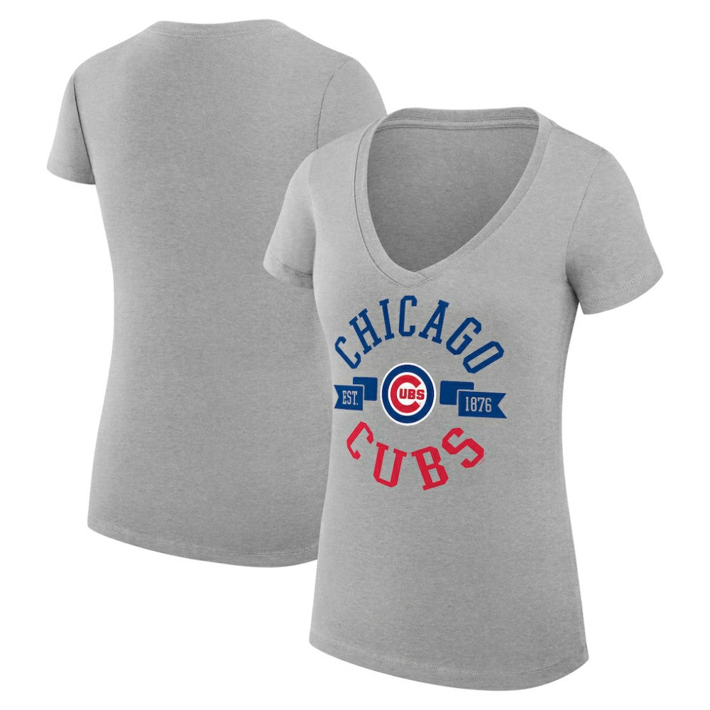 Chicago Cubs G-III 4Her by Carl Banks Women's Super-Slim Fit Lightweight City Graphic V-Neck T-Shirt - MLB