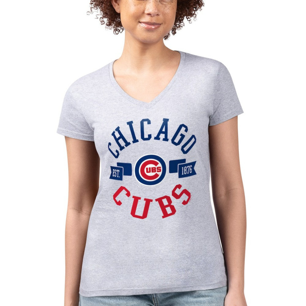 Chicago Cubs G-III 4Her by Carl Banks Women's Super-Slim Fit Lightweight City Graphic V-Neck T-Shirt - MLB