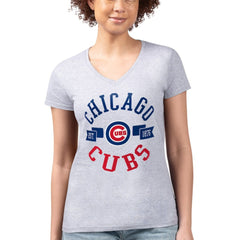 Chicago Cubs G-III 4Her by Carl Banks Women's Super-Slim Fit Lightweight City Graphic V-Neck T-Shirt - MLB