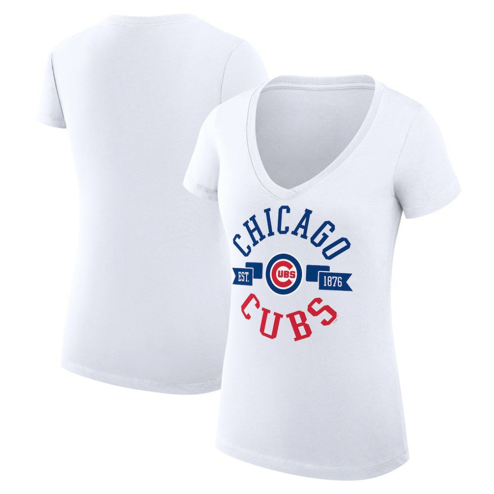 Chicago Cubs G-III 4Her by Carl Banks Women's Super-Slim Fit Lightweight City Graphic V-Neck T-Shirt - MLB