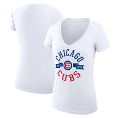 Chicago Cubs G-III 4Her by Carl Banks Women's Super-Slim Fit Lightweight City Graphic V-Neck T-Shirt - MLB