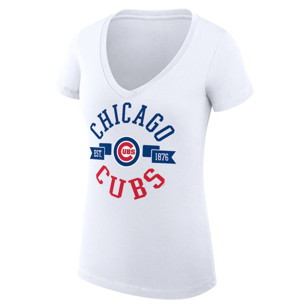 Chicago Cubs G-III 4Her by Carl Banks Women's Super-Slim Fit Lightweight City Graphic V-Neck T-Shirt - MLB