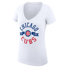 Chicago Cubs G-III 4Her by Carl Banks Women's Super-Slim Fit Lightweight City Graphic V-Neck T-Shirt - MLB
