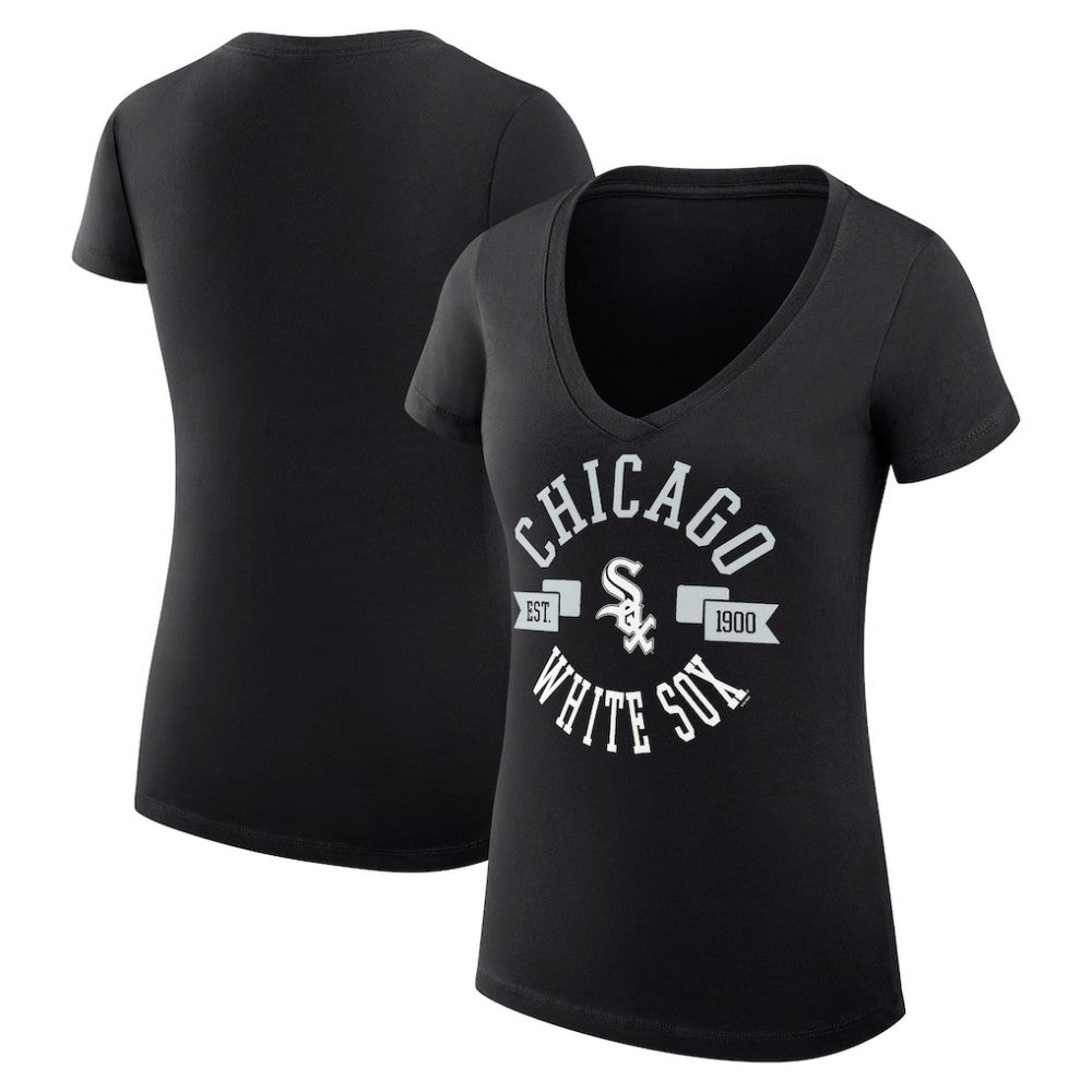 Chicago White Sox G-III 4Her by Carl Banks Women's Super-Slim Fit Lightweight City Graphic V-Neck T-Shirt - MLB