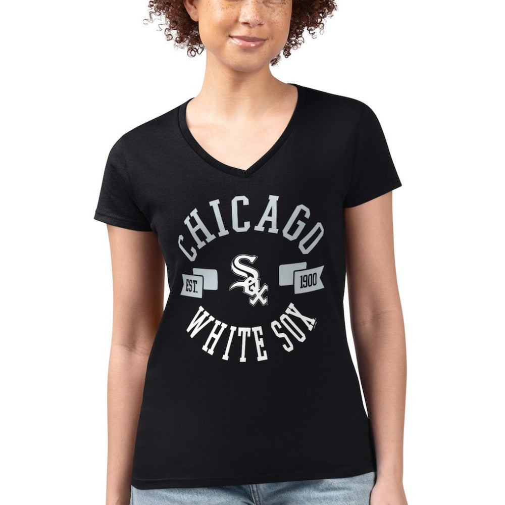 Chicago White Sox G-III 4Her by Carl Banks Women's Super-Slim Fit Lightweight City Graphic V-Neck T-Shirt - MLB