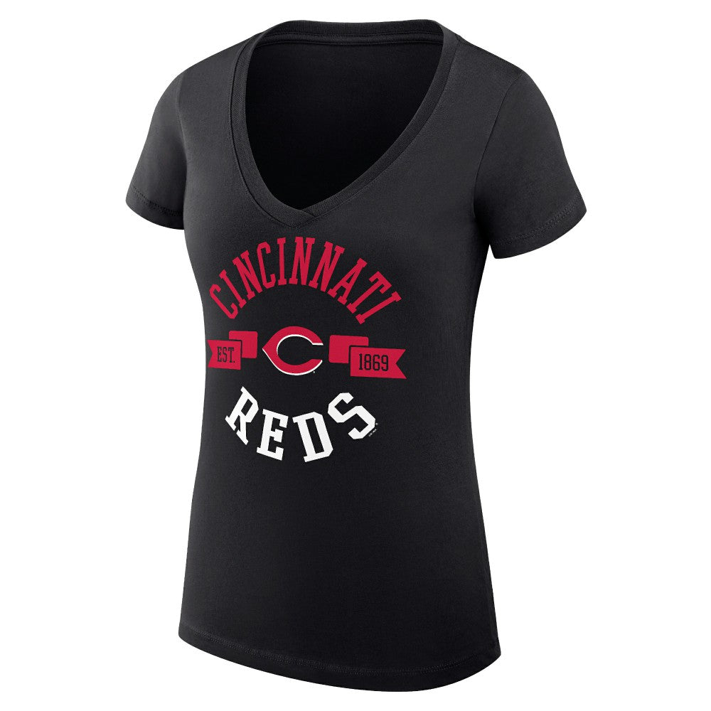 Cincinnati Reds G-III 4Her by Carl Banks Women's Super-Slim Fit Lightweight City Graphic V-Neck T-Shirt - MLB