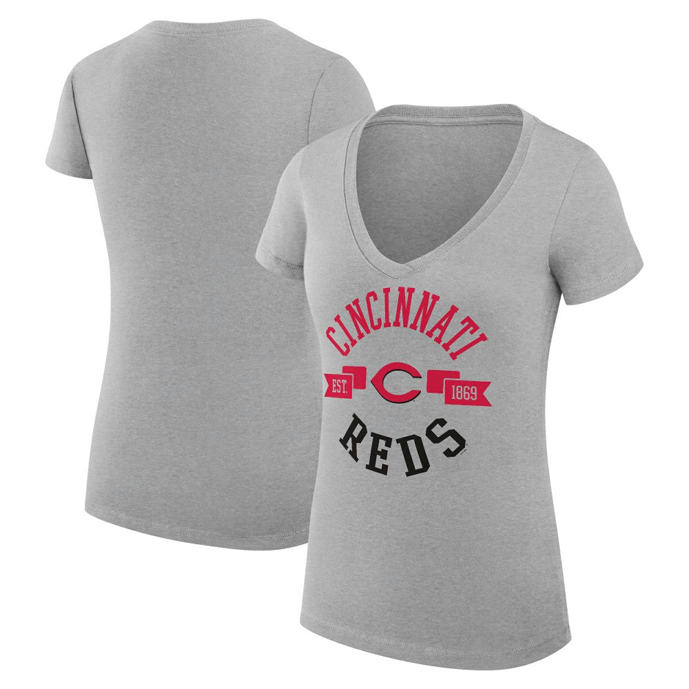 Cincinnati Reds G-III 4Her by Carl Banks Women's Super-Slim Fit Lightweight City Graphic V-Neck T-Shirt - MLB
