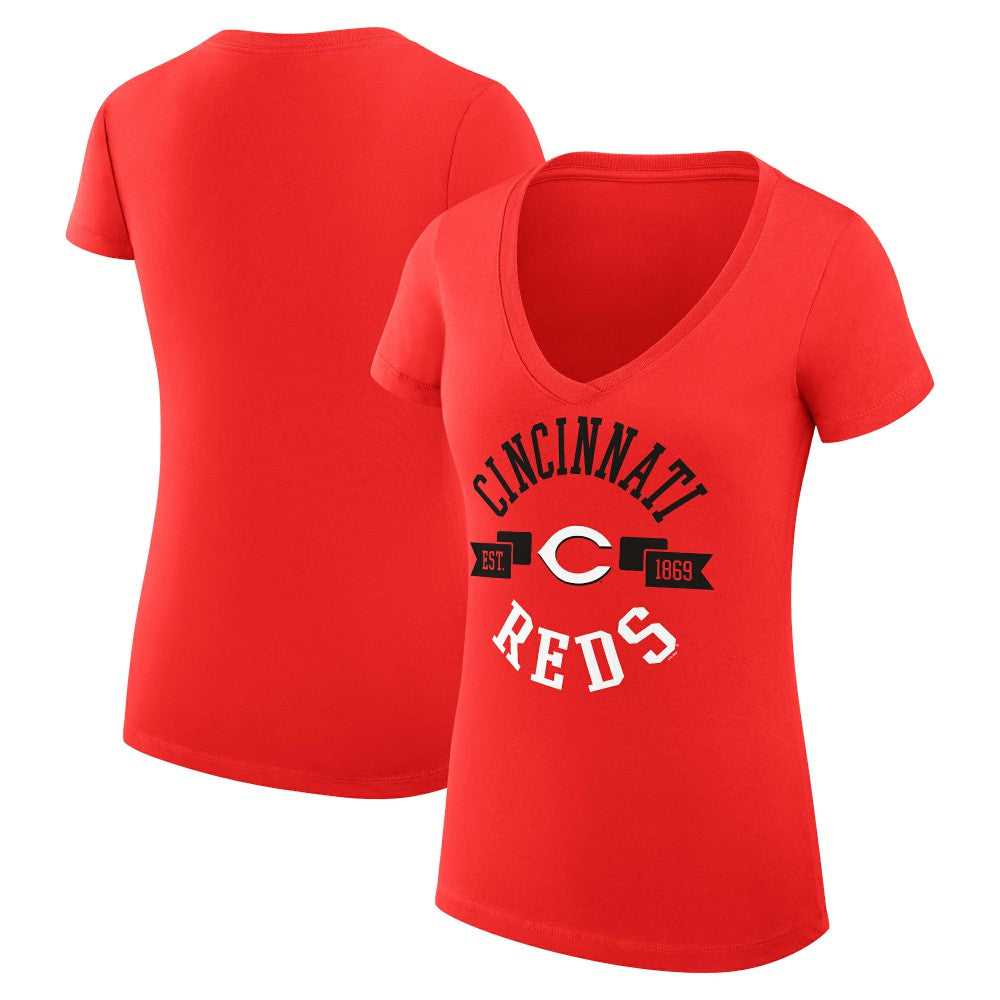 Cincinnati Reds G-III 4Her by Carl Banks Women's Super-Slim Fit Lightweight City Graphic V-Neck T-Shirt - MLB